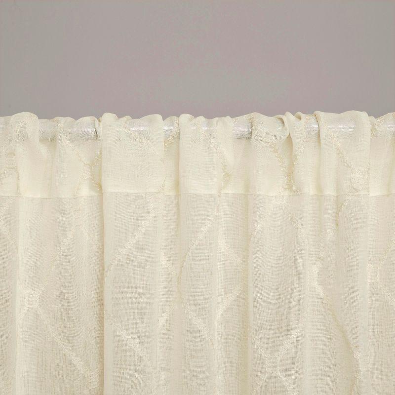 Ivory Embroidered Sheer Rod Pocket Drape Panel