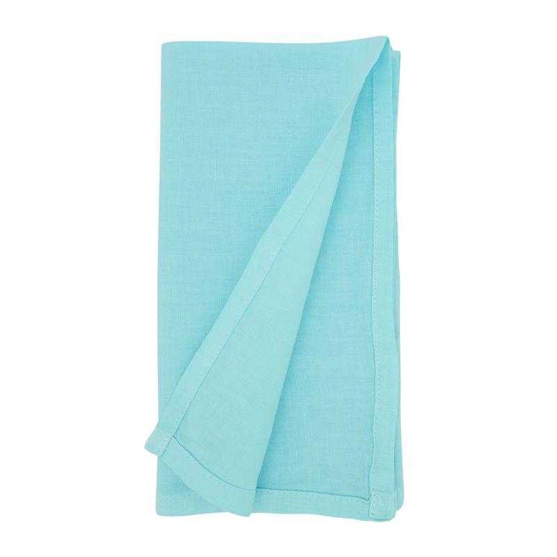 Saro Lifestyle Classic Pure 100% Linen Table Napkin (Set of 4), 20", Aqua