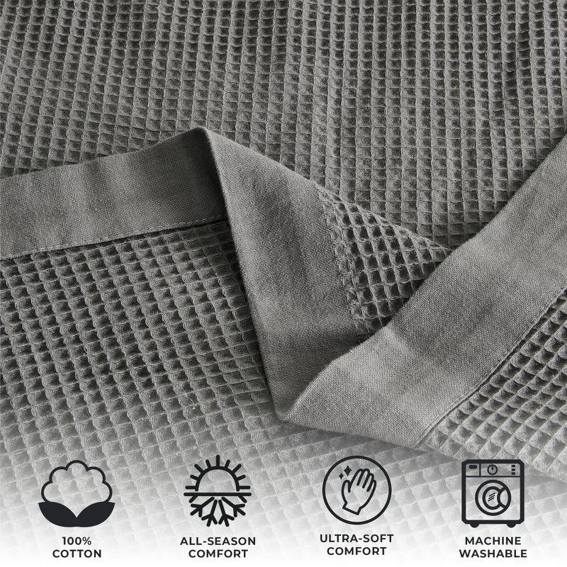 100% Cotton Lightweight Waffle Weave Summer Bed Blanket - Great Bay Home (Twin, Light Grey)