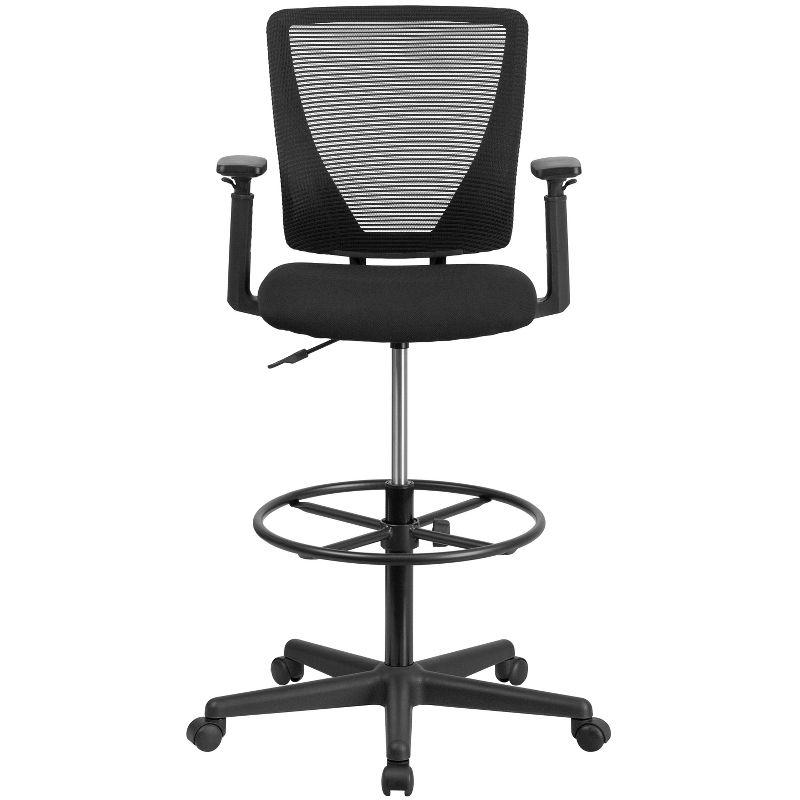 Sinda Mid-Back Mesh Drafting Chair w/ Fabric Seat, Adjustable Foot Ring and Arms