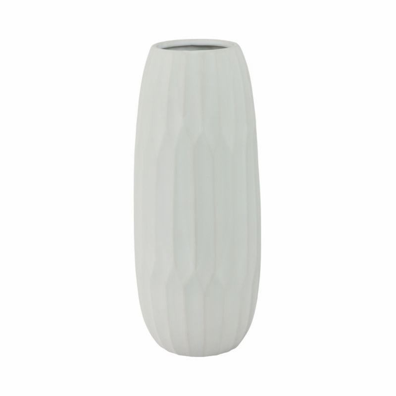 Sagebrook Home 14" Ceramic Design Vase - Contemporary White Decorative Flower Vase for Table Centerpiece or Home or Office Decor Accent