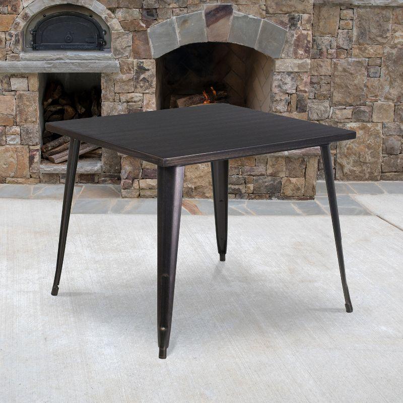 35.5'' Square Black-Antique Gold Metal Indoor-Outdoor Bar Table