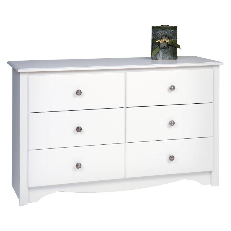 Prepac Monterey Dresser White: 6-Drawer Storage, Wood Composite, Bedroom Furniture, 29"H x 48"W