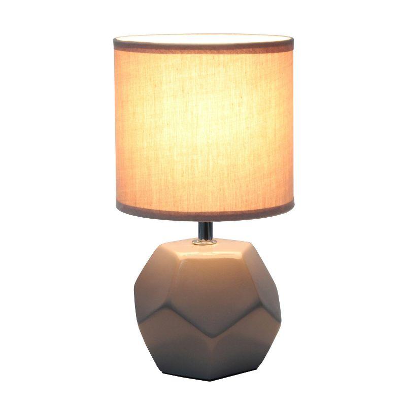 Simple Designs Round Prism Mini Table Lamp with Matching Fabric Shade Gray