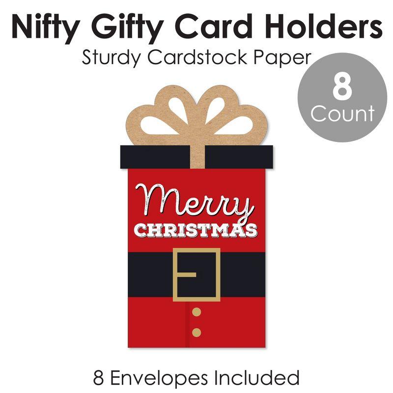 Big Dot of Happiness Jolly Santa Claus - Christmas Party Money and Gift Card Sleeves - Nifty Gifty Card Holders - 8 Ct