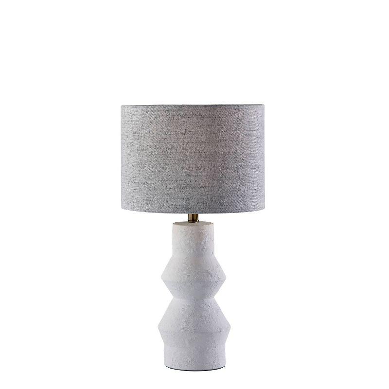 Edison White Textured Ceramic Table Lamp with Grey Shade