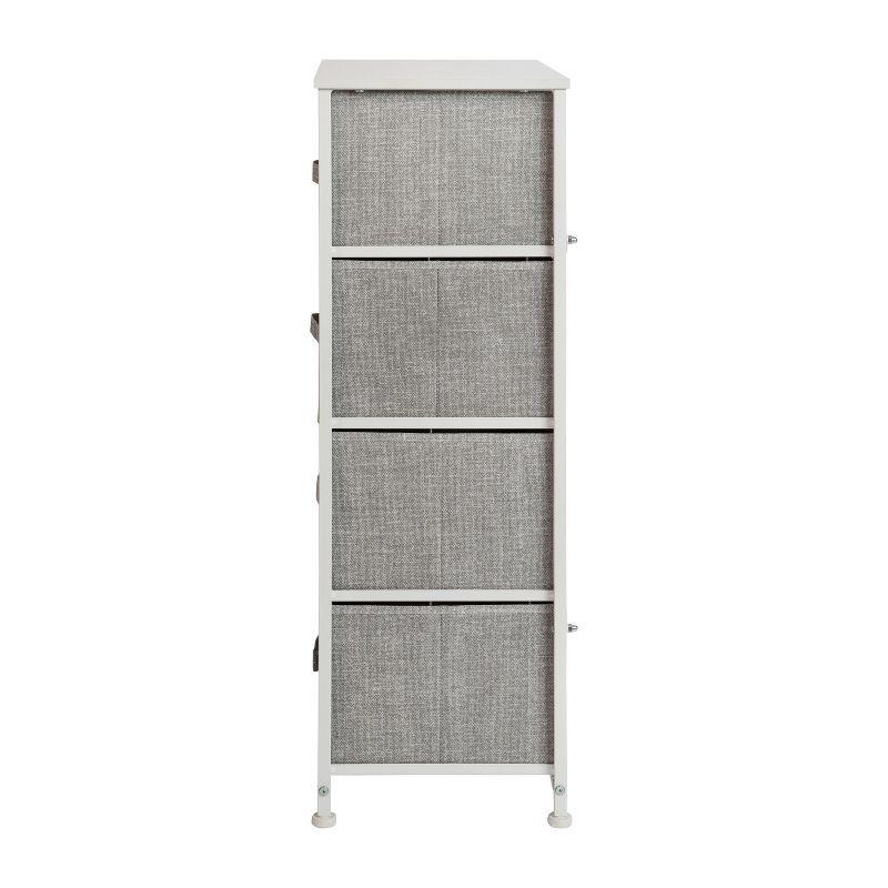 Flash Furniture 4 Drawer Wood Top Cast Iron Frame Vertical Storage Dresser with Easy Pull Fabric Drawers