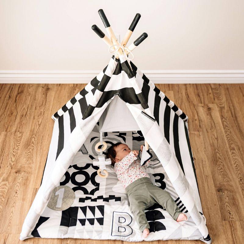 Black and White Striped Canvas Baby Activity Teepee