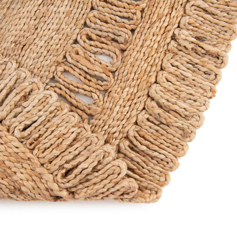 Unique Loom Braided Jute Floral Solid Indoor Braided Area Rug