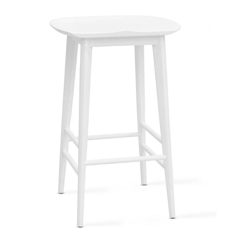 Hilton 24" White Solid Acacia Transitional Counter Stool