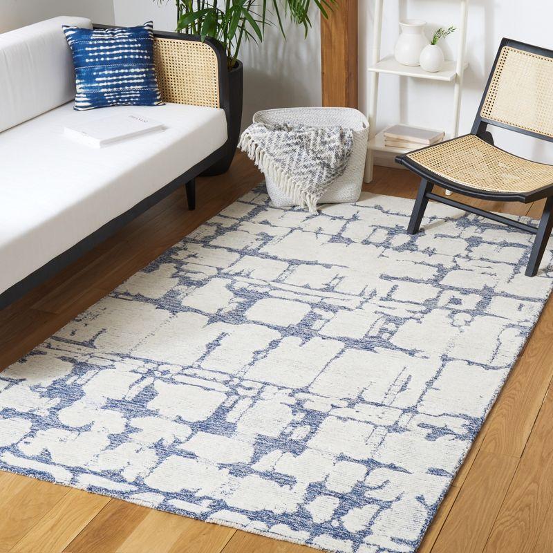 Handmade Tufted Wool Rectangular Area Rug in Blue and Green