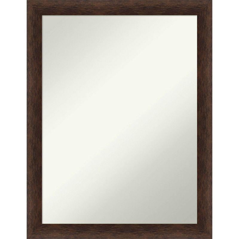 21"x27" Non-Beveled Narrow Wood Bathroom Wall Mirror Warm Walnut - Amanti Art: Modern Rectangular Vanity, Wall Mounted, Includes Hardware