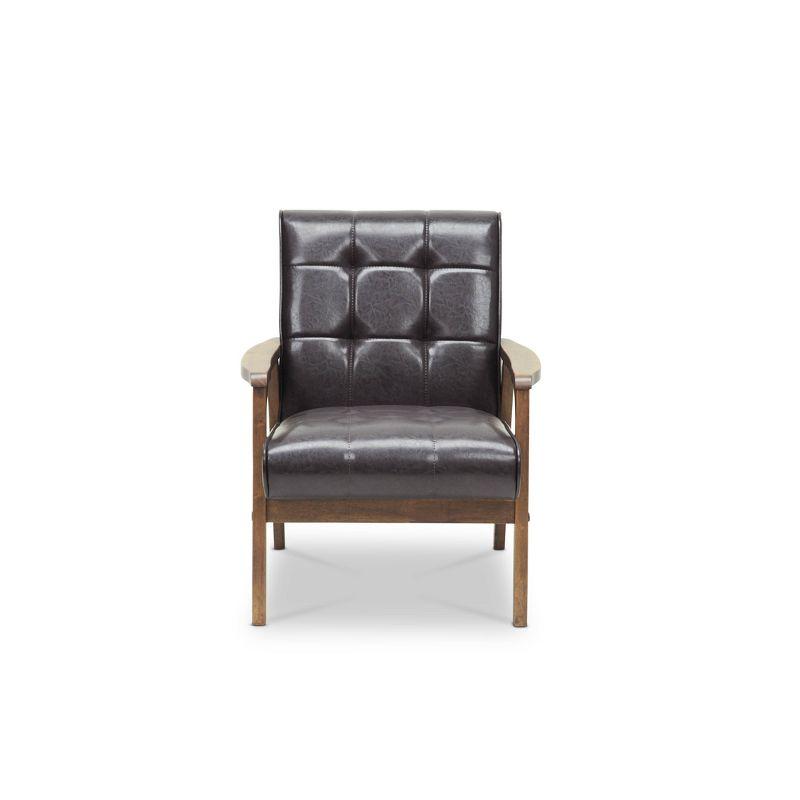 Baxton Studio Mid-Century Masterpieces Club Chair Brown: Upholstered Polyester, Wood Frame, Spot Clean