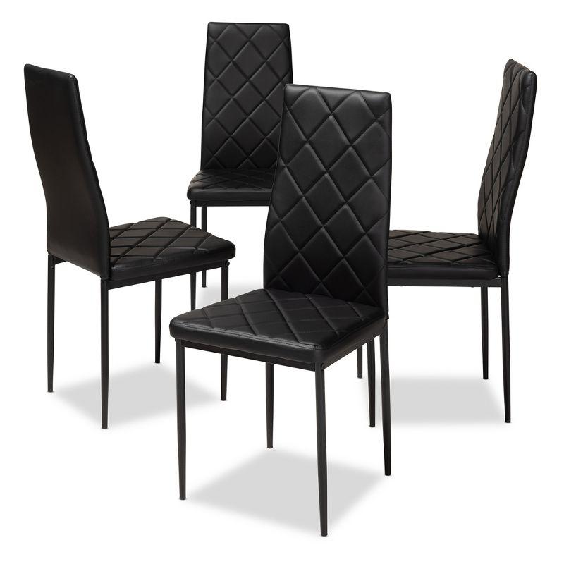 Blaise Modern 39" Black Faux Leather Parsons Side Chair