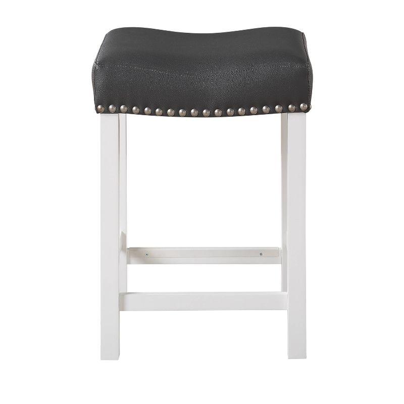 Set of 2 Zermatt Counter Height Barstools Seat White/Black - Steve Silver Co.: Upholstered, Wood Frame, Armless & Backless