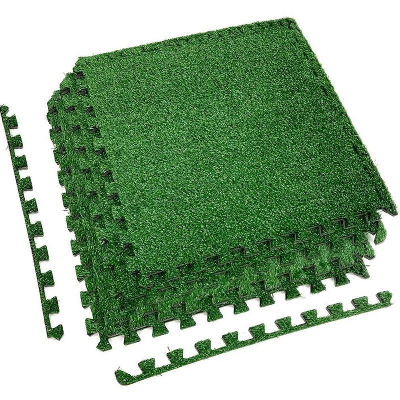 Sorbus 25" Green Interlocking Grass Foam Floor Mat