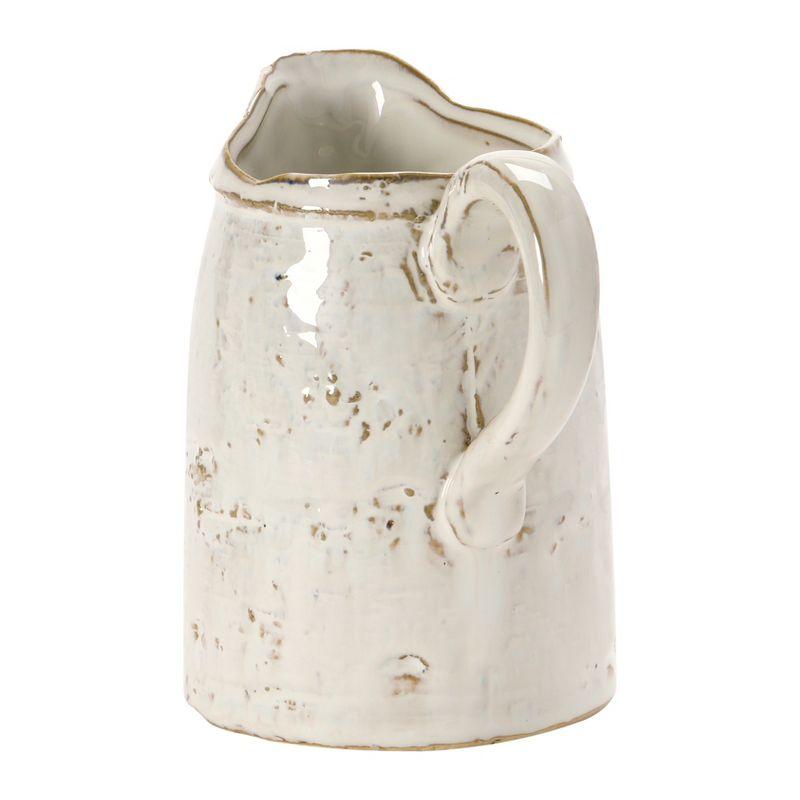 Storied Home 28 oz. Stoneware Pitcher, Reactive Glaze, White (Each One Will Vary)