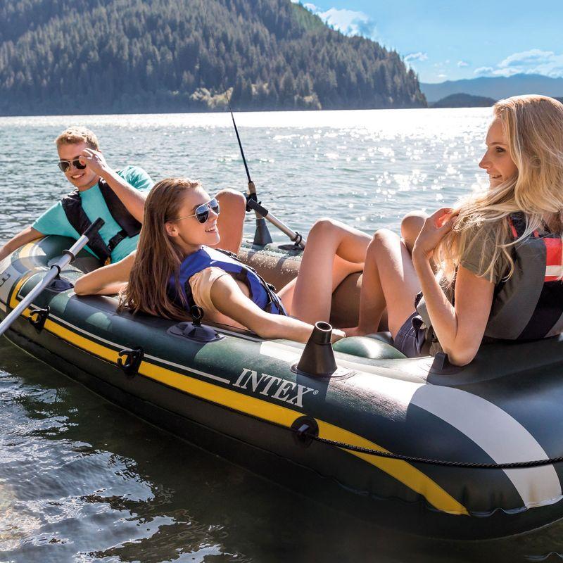 Intex Seahawk Inflatable Floating Boat Raft Set with Oars & Air Pump