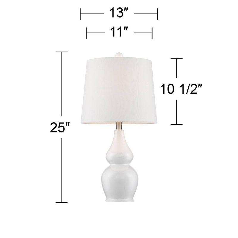 360 Lighting Jane Modern Table Lamps 25" High Set of 2 White Ceramic Fabric Drum Shade for Bedroom Living Room House Bedside Nightstand Office Family