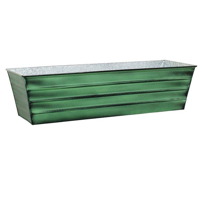 ACHLA Designs Indoor/Outdoor Rectangular Galvanized Steel Flower Planter Box with Iron Stand