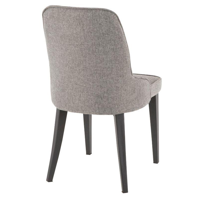 Elegant Gray Upholstered Parsons Chair with Black Metal Legs - Set of 2