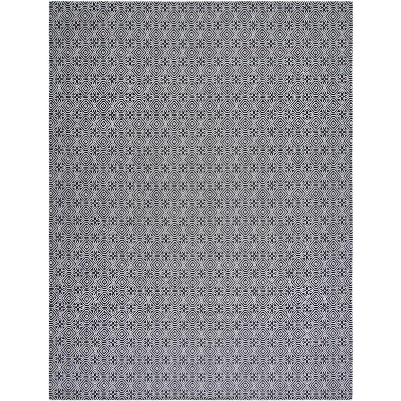 Handmade Gray Wool and Cotton Rug, 6'7" x 9'