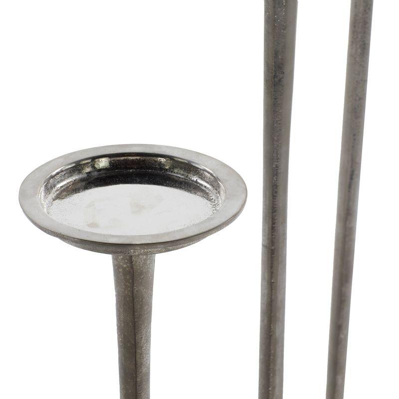 Set of 3 Metallic Aluminum Candle Holders Silver - Olivia & May: Oversized Pillar, Modern Style, Indoor Use