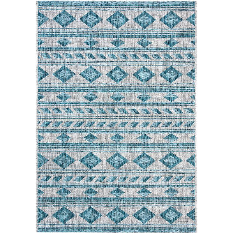 Courtyard CY8529 Power Loomed Indoor/Outdoor Area Rug - Grey/Teal - 6'7"x9'6" - Safavieh.