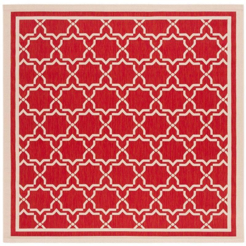 Courtyard CY6916 Power Loomed Indoor and Outdoor Area Rug - Red/Bone - 6'7"x6'7" - Safavieh