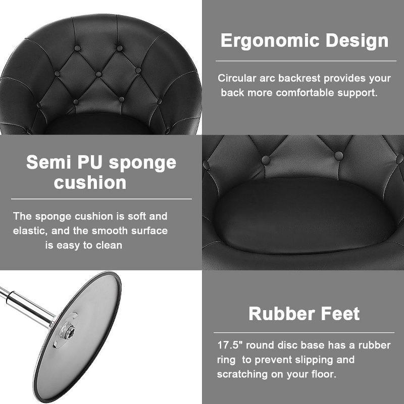 Yaheetech Height Adjustable Swivel Upholstered Round Accent Chair Barrel Chair-Black