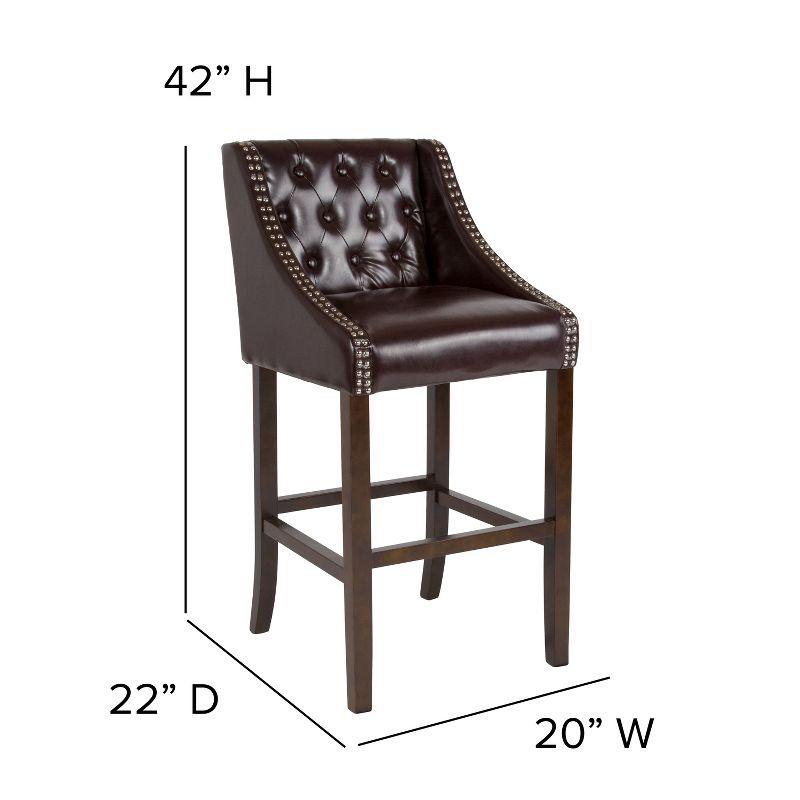 Saddle Style 32" Brown Leather and Wood Barstool