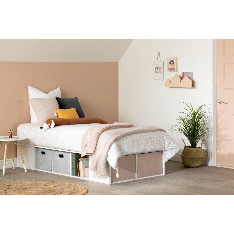 Twin Flexible Platform Kids' Bed with baskets   Pure White  - South Shore