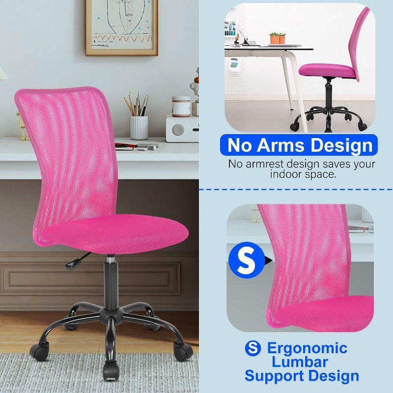BestMassage Mesh Office Chair Computer Chair with Lumbar Support & Thickly Padded Seat Rolling Swivel Back Support Chair for Home Office, Pink