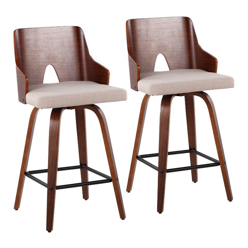 Ariana Mid-Century Modern Swivel Counter Stool in Beige