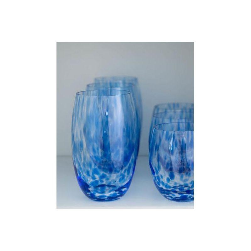 Cobalt Blue Hand Blown Glass Water Tumblers Set