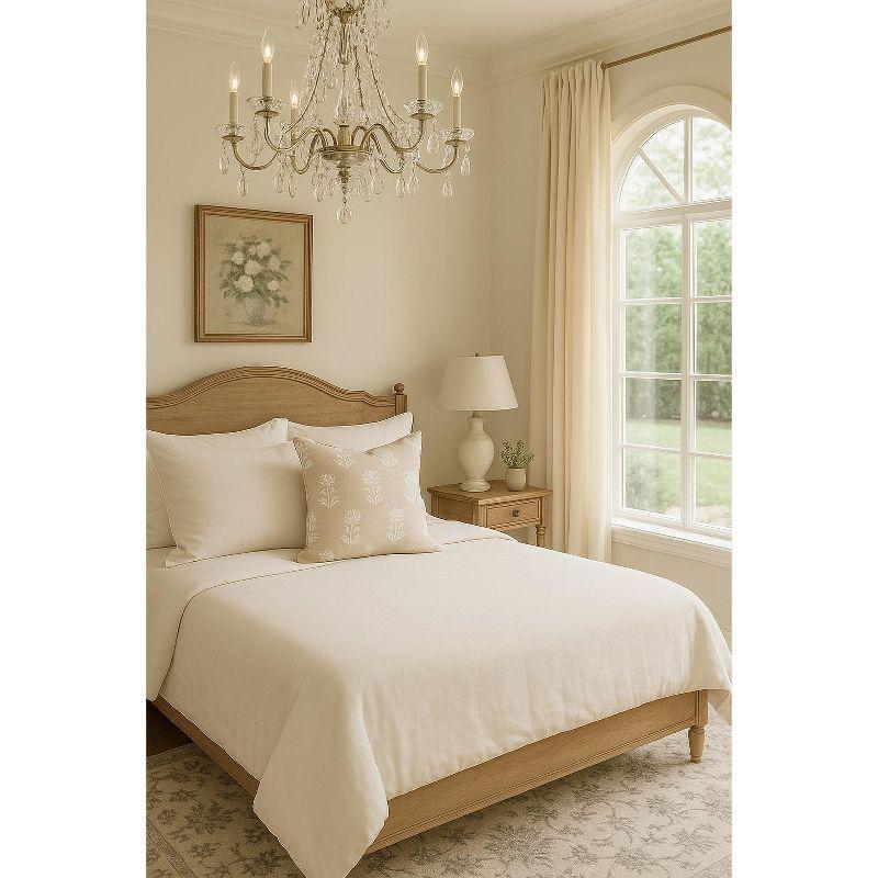 Beige Block Print Linen Pillow 20x20 20x20 / Down