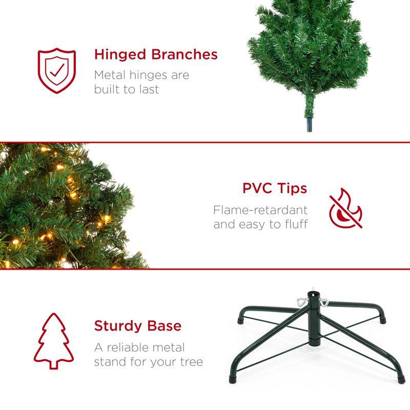 Best Choice Products 4.5ft Pre-Lit Spruce Hinged Artificial Christmas Tree w/ 200 Incandescent Lights, Foldable Stand