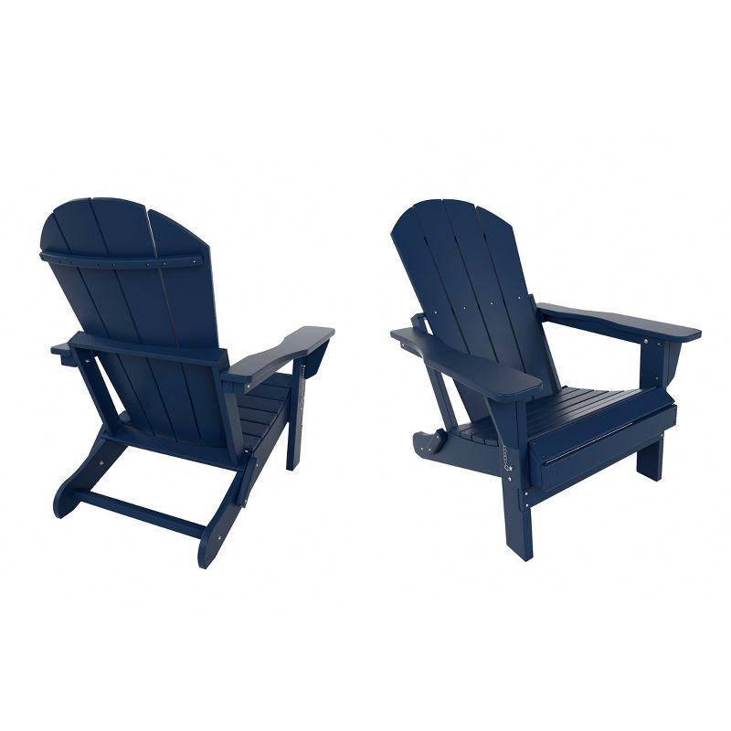 WestinTrends Malibu HDPE Outdoor Folding Poly Adirondack Chair (Set of 2), Navy Blue