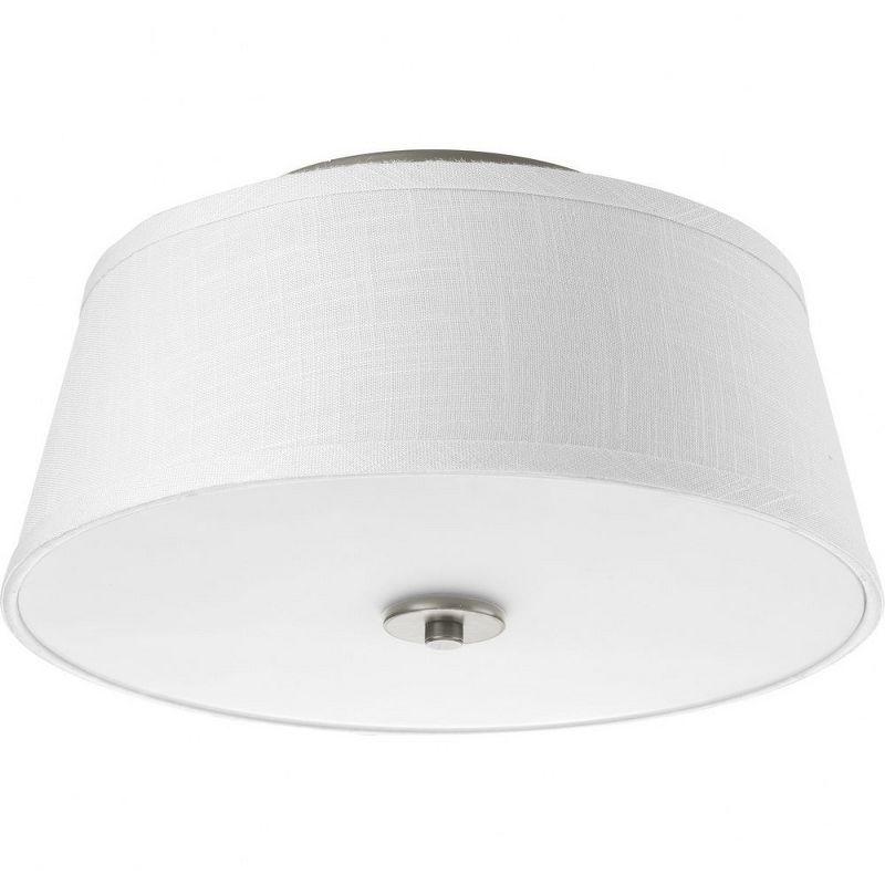 Progress Lighting Arden 2-Light Flush Mount, Brushed Nickel, Summer Linen Shade