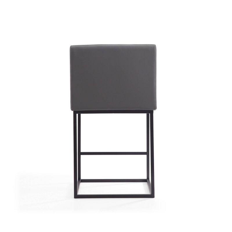 Ambassador 38" Grey and Black Leather Metal Barstool