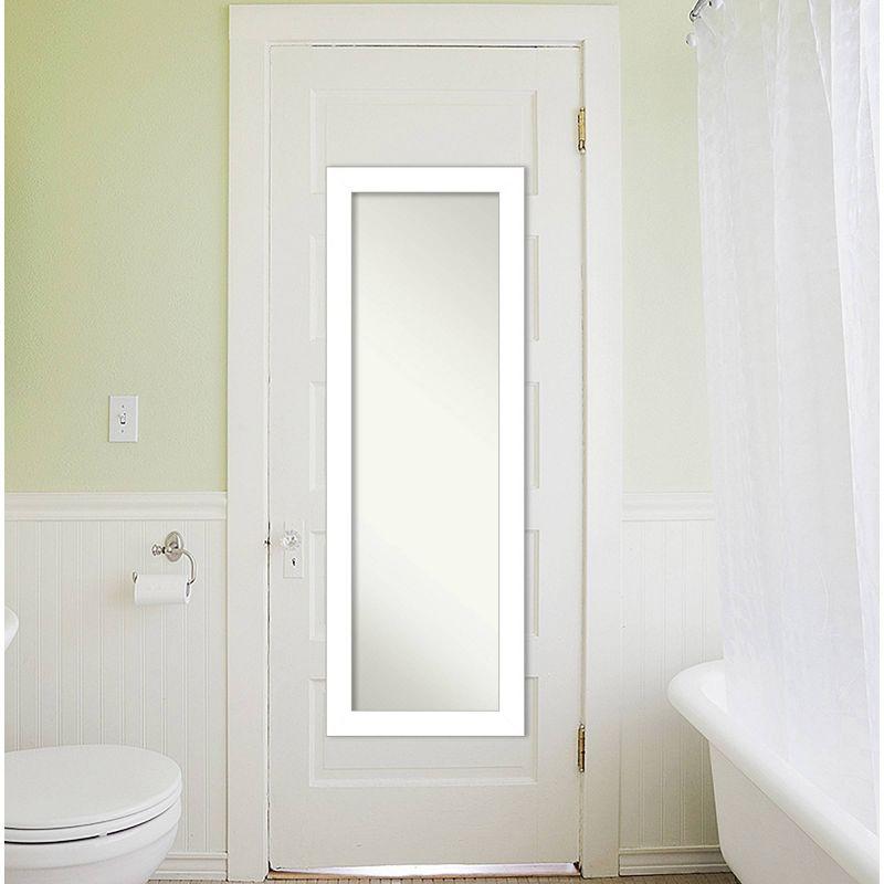 Contemporary Satin White Full-Length Over-the-Door Mirror