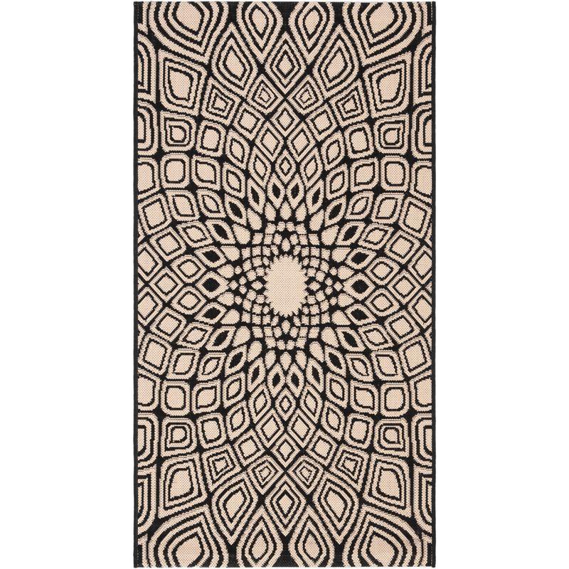 Courtyard CY6616 Power Loomed Indoor/Outdoor Accent Rug - Black/Beige - 2'x3'7" - Safavieh.