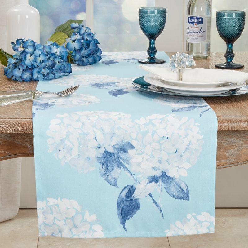 Saro Lifestyle Printed Table Runner With Hydrangea Design