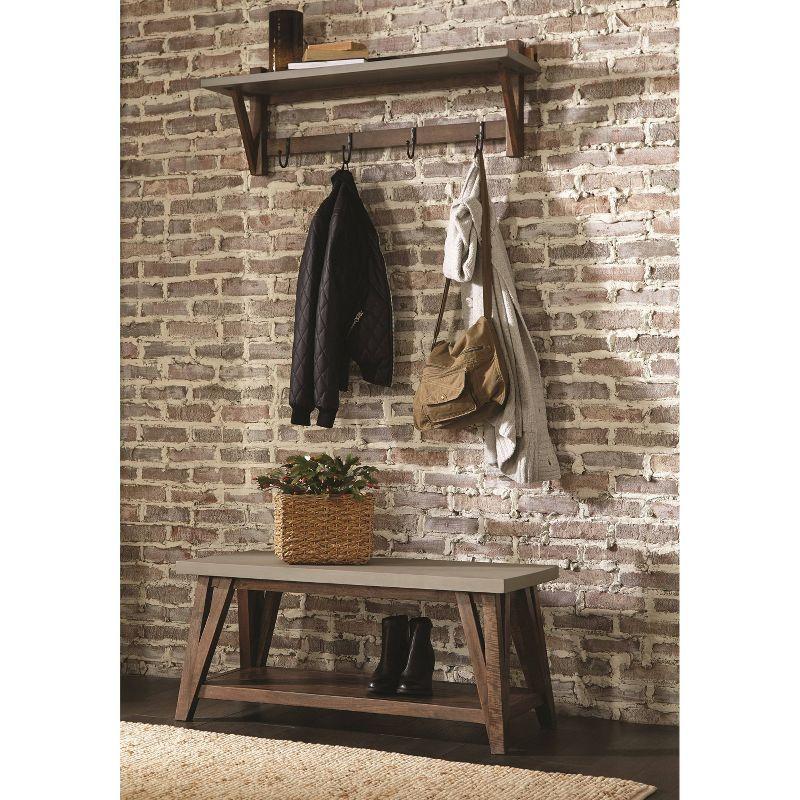 Alaterre Furniture Brookside Entryway Bench Concrete Coated Top and Wood Light Gray/Brown: Modern Industrial Design, Hardwood Frame, 300lb Capacity