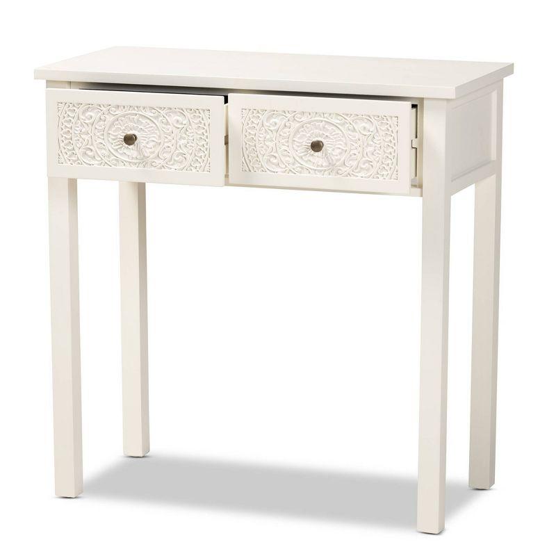 Lambert Wood 2 Drawer Console Table White - Baxton Studio