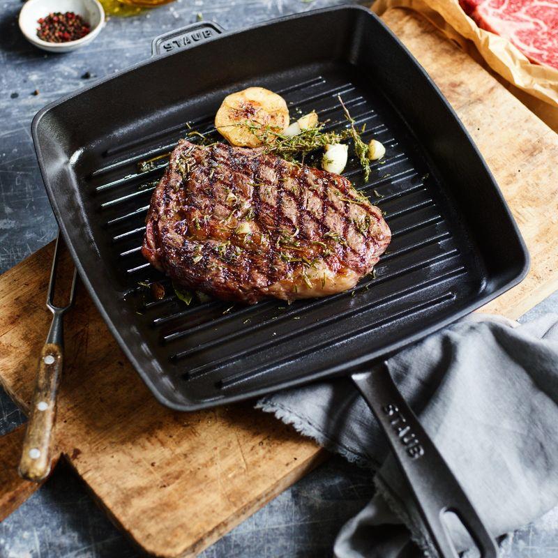 Staub ® 12" Matte Black Enameled Cast Iron Square Grill Pan