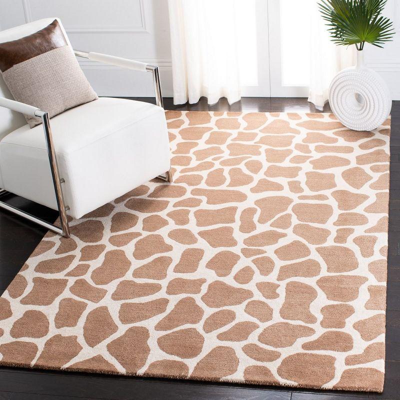 Beige and Brown Tufted Wool and Viscose Area Rug