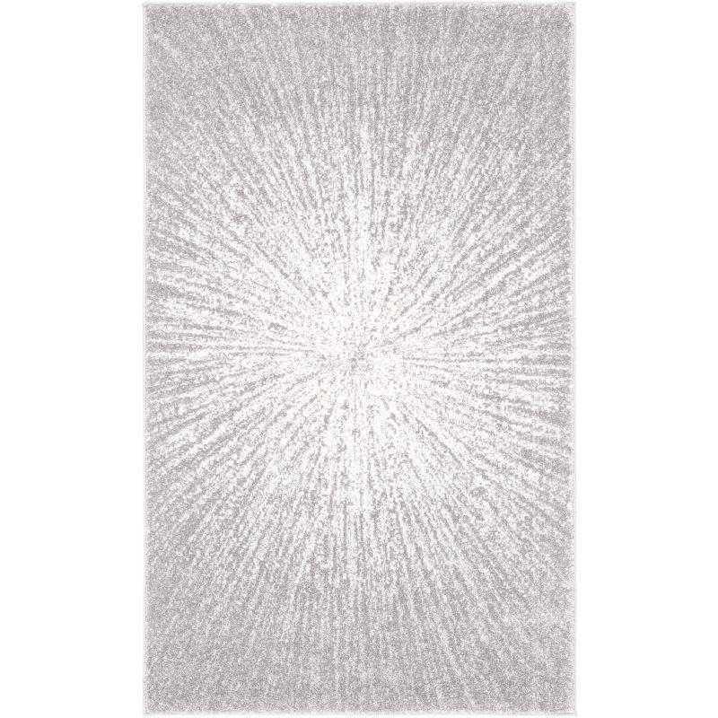 Elysian Shadows 2'2" x 4' Dark Grey/Ivory Synthetic Area Rug