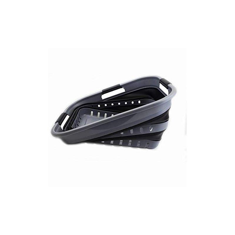 SAMMART 30L (8 gallon) Collapsible 3 Handled Plastic Laundry Basket, Grey/Slate Grey