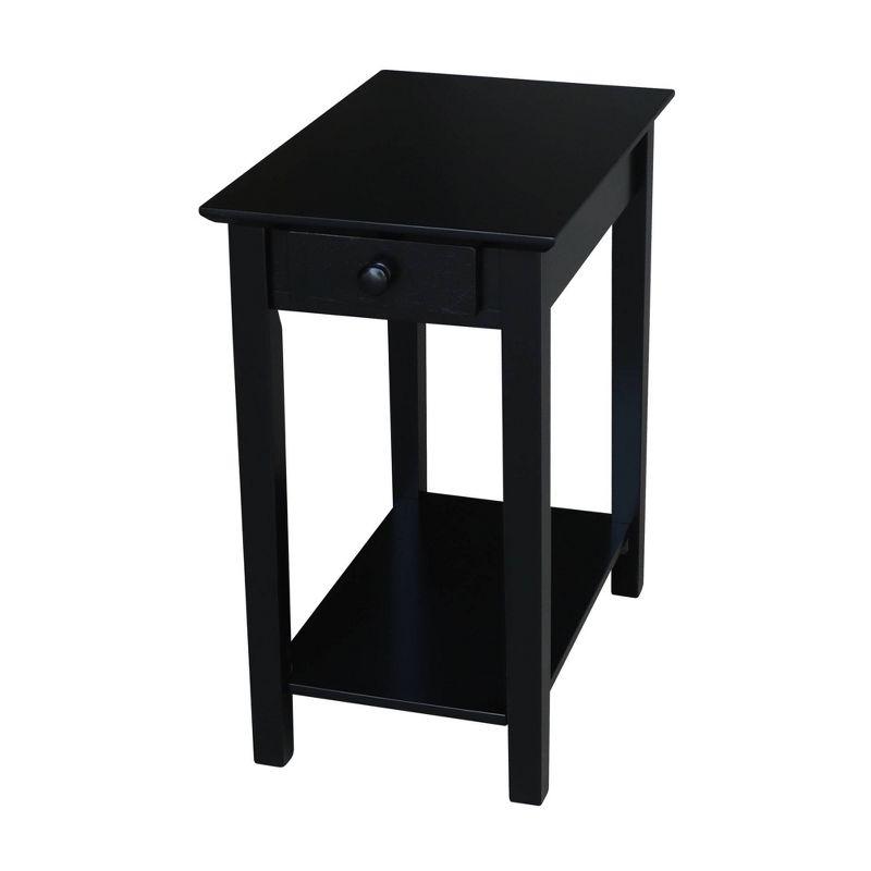 Elegant Black Solid Wood Narrow End Table with Storage